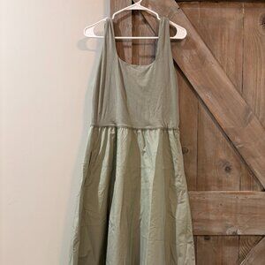 Everlane Sage Green Tank Dress – Cotton Poplin Skirt – Size L